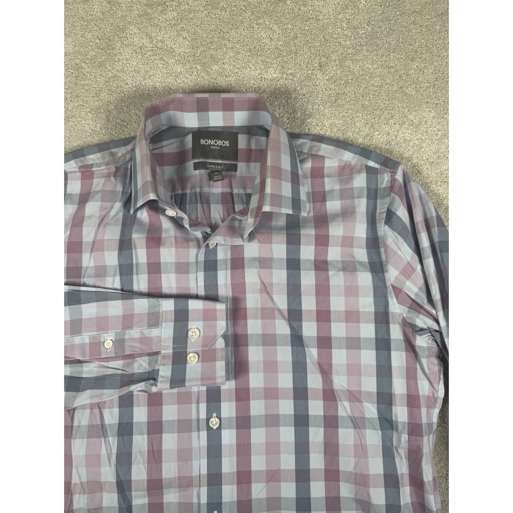 Bonobos Tailored Slim Fit 16/35 Nylon Blend Flannel Button Down Shirt Plaid